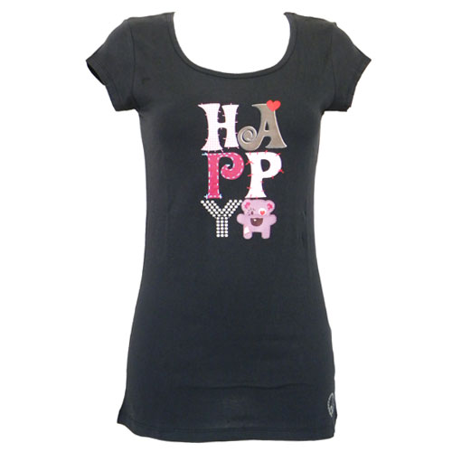 T-shirt Love and Peace Happy noir