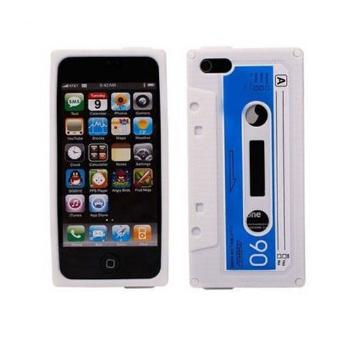 Coque silicone IPHONE 4 et 4 S cassette audio blanche