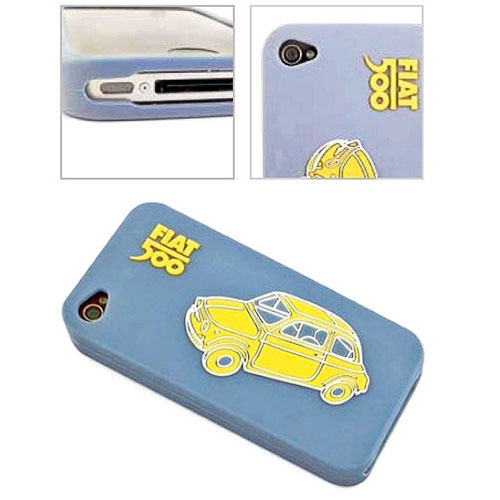 Coque Iphone 4 Fiat 500 Bleu