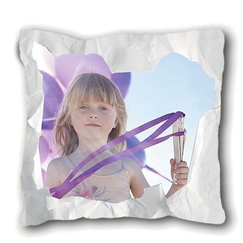 Petit coussin Papier dchir avec PHOTO PERSONNALISEE