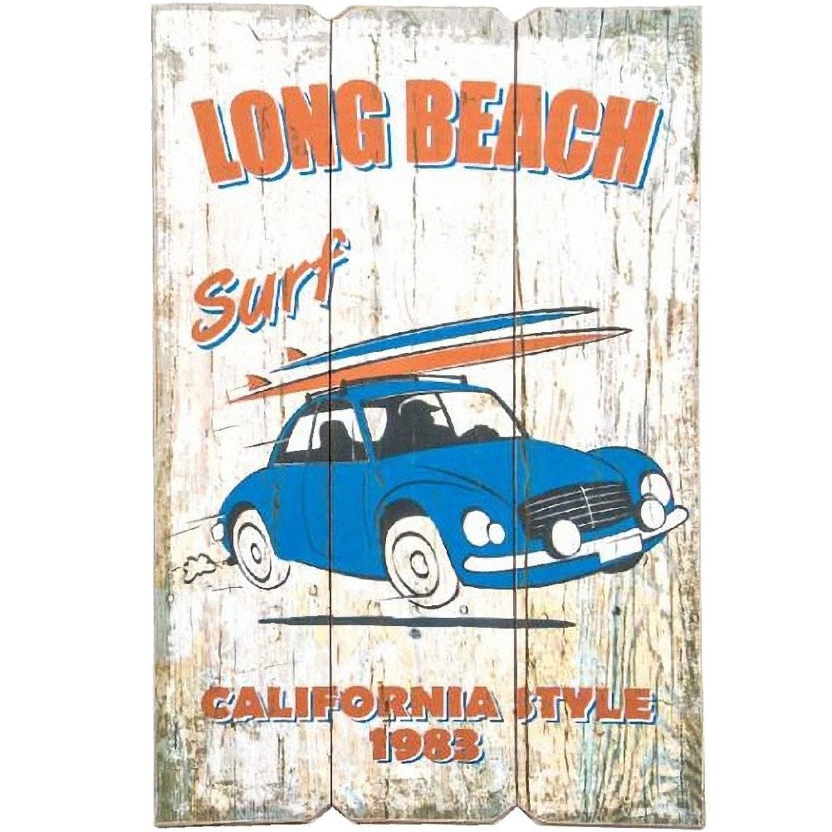 Cadre Vintage Car Long Beach en bois  suspendre 60 x 40 cm