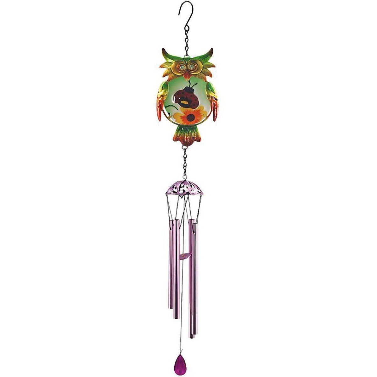 Carillon Hibou en mtal et verre Vert