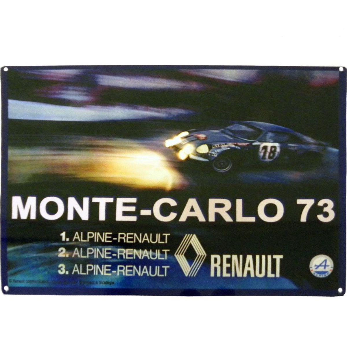 Plaque mtal Renault Alpine Mont Carlo 73 - 30 x 40 cm