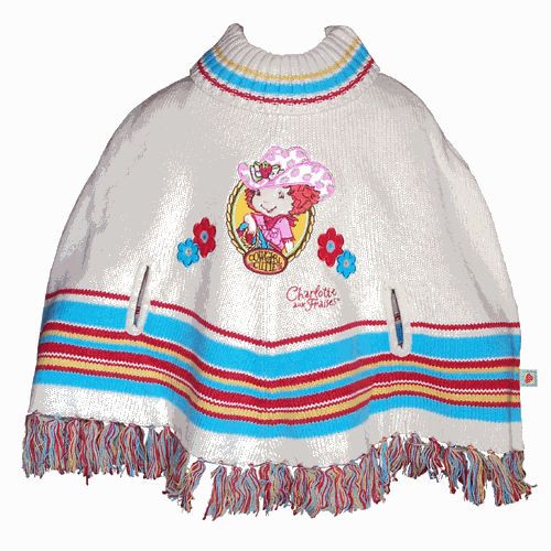 Poncho Charlotte aux fraises beige 2-4 ans