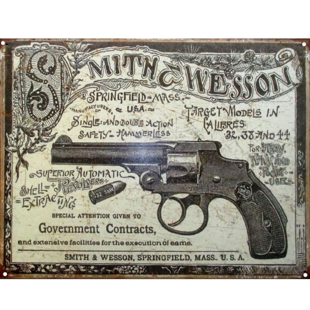 Plaque Dcorative Smith and Wesson en mtal 40.5 x 31.5 cm