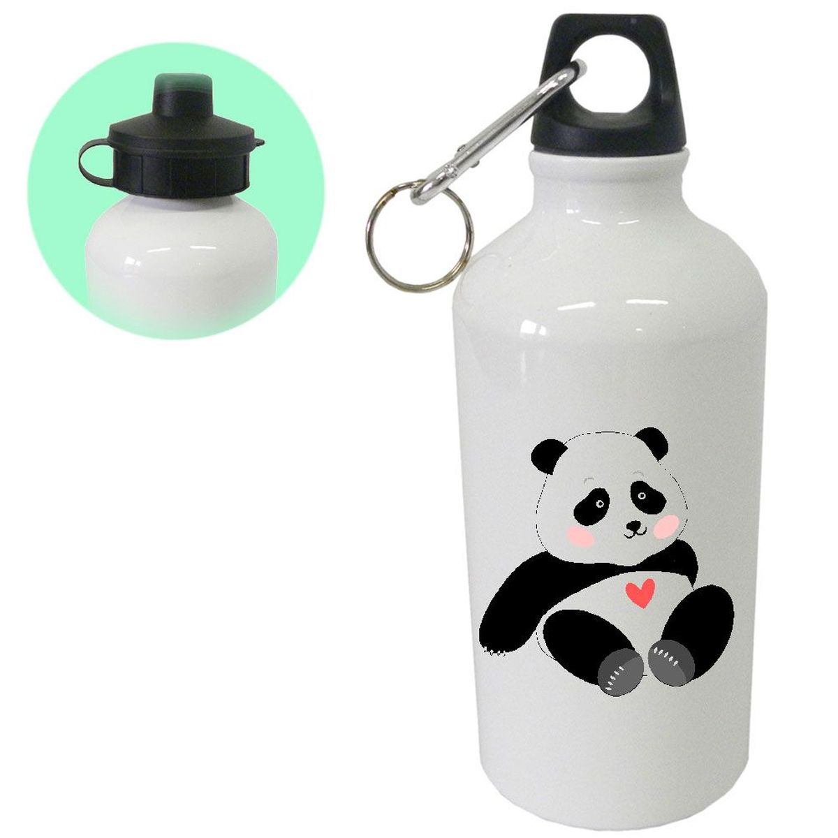 Bidon Sport Panda Coeur aluminium par CBKreation