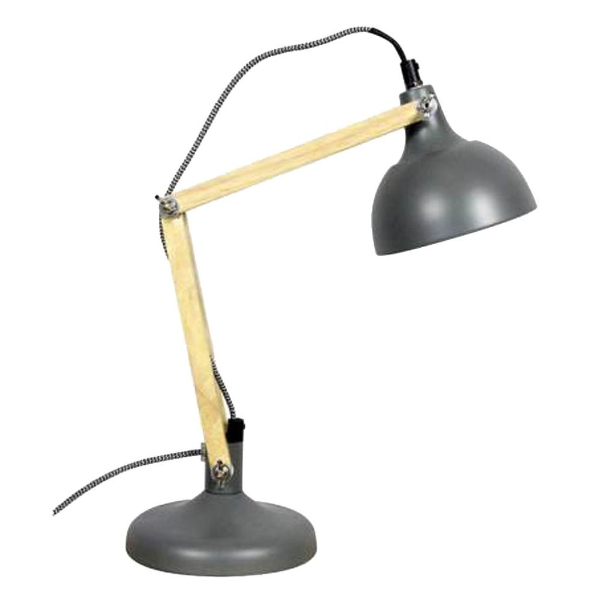 Lampe de table Gris mat et Bois et mtal 42 cm