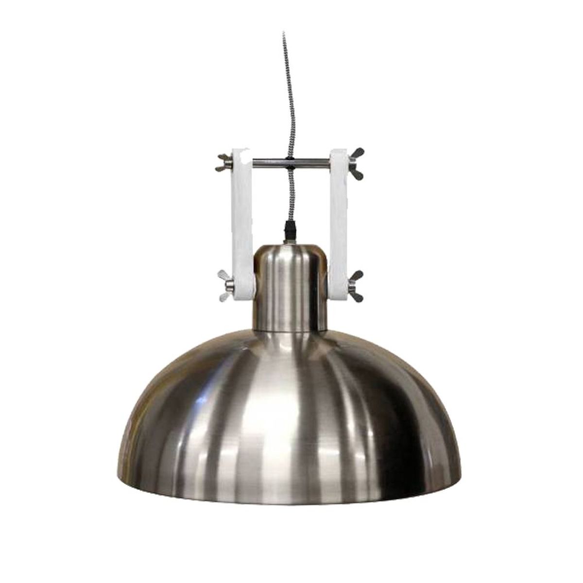 Lustre Industriel Dexter en Acier bross et blanc mat