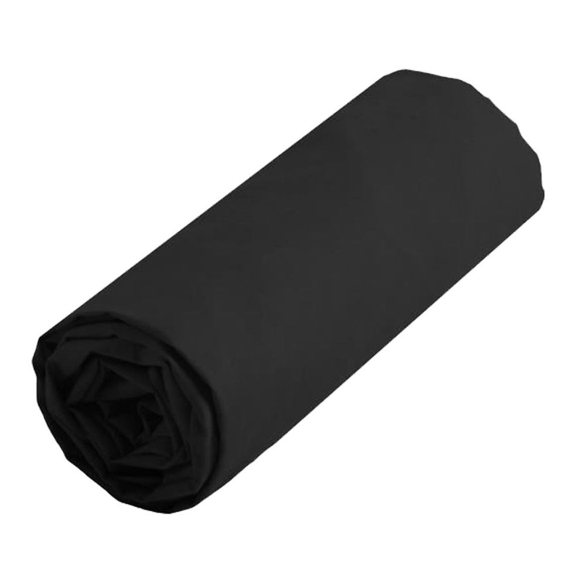 Drap housse couleur Noir 160 x 200 cm - Alicia - 57 fils