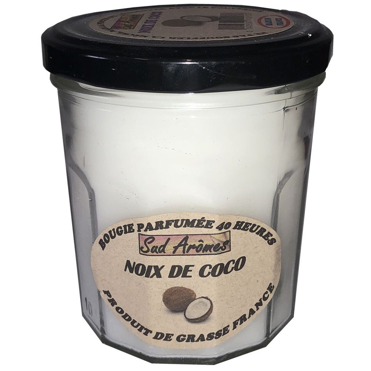 Bougie Sud Armes 40 heures Parfum de Grasse - Noix de Coco