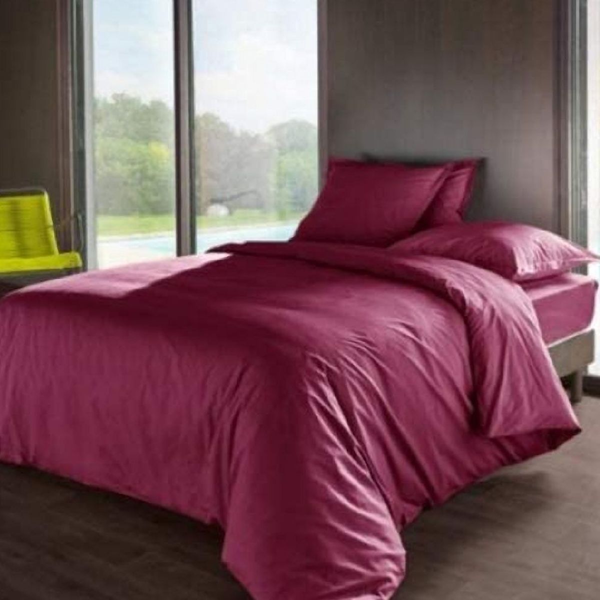 Housse de Couette 80 fils Coton percale 200 x 200 cm - Aubergine