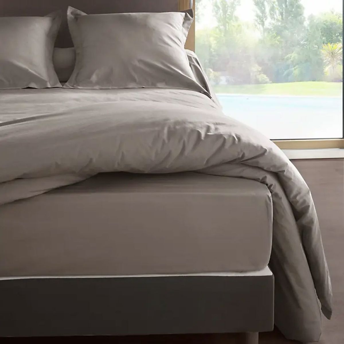 Housse de Couette 80 fils Coton percale 200 x 200 cm Gris cendre