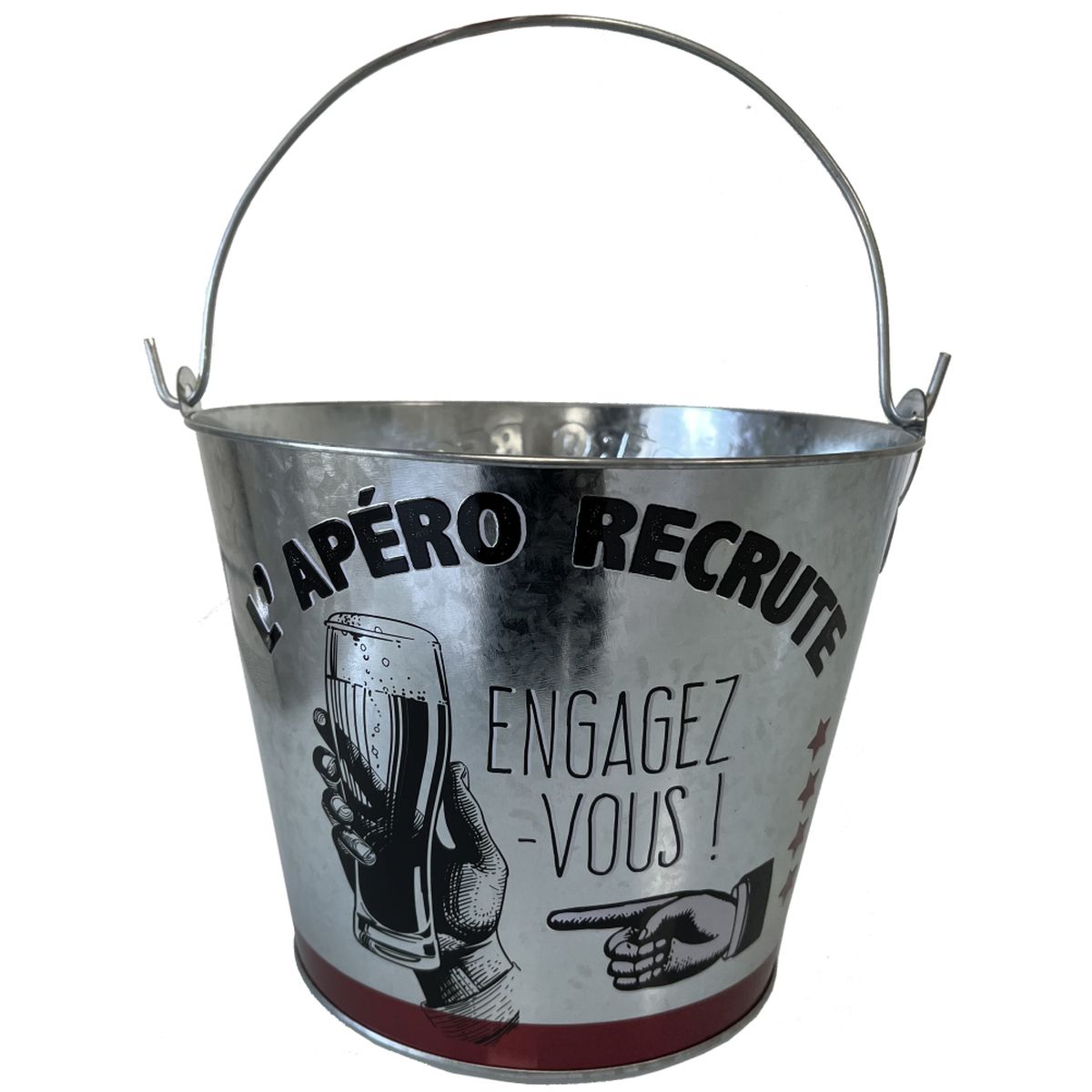 Seau  bire  - L'apro recrute Engagez vous ! - Aspect Zinc