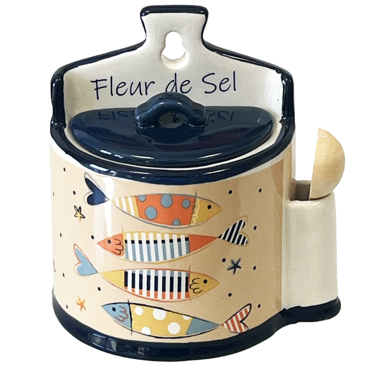 Pot  gros sel avec cuillre de bois Collection Sarligne