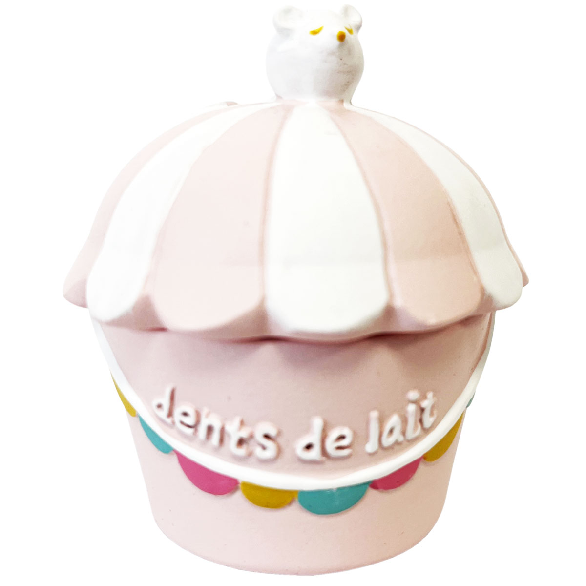 Petite boite  dents de lait souris sur pot de glace rose