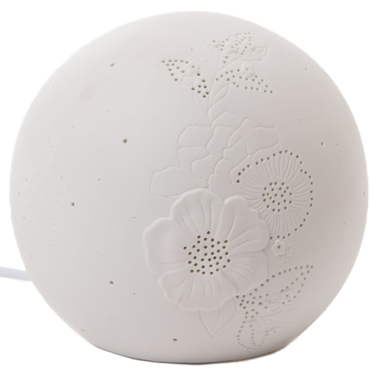 Lampe Boule coquelicots en porcelaine 15 cm