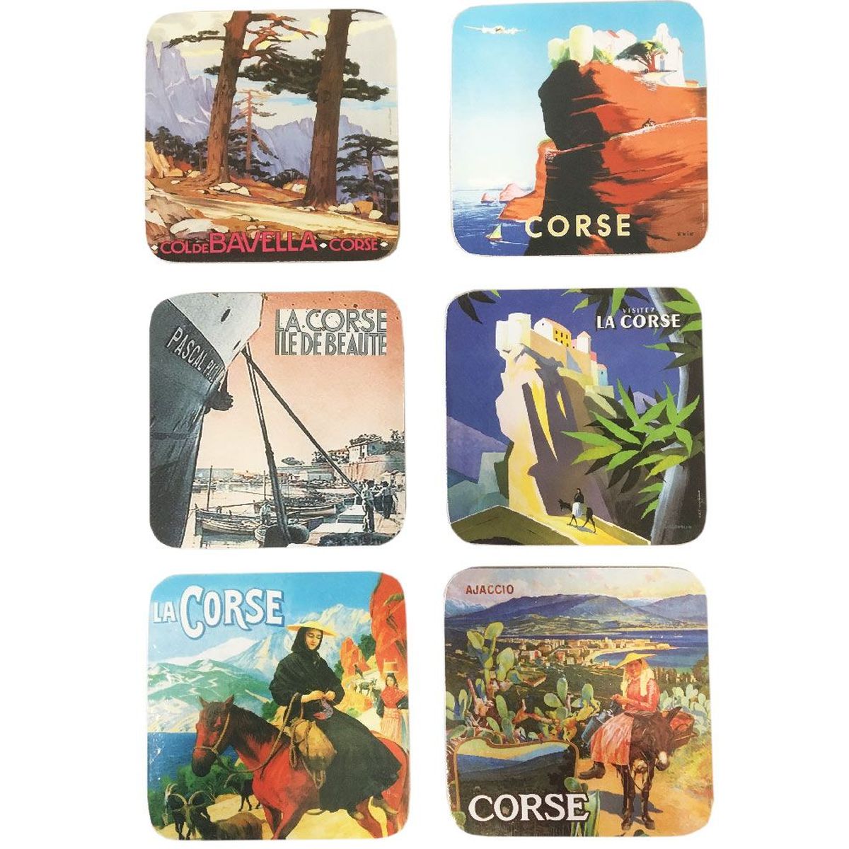 6 dessous de verre Corse Affiches anciennes 2