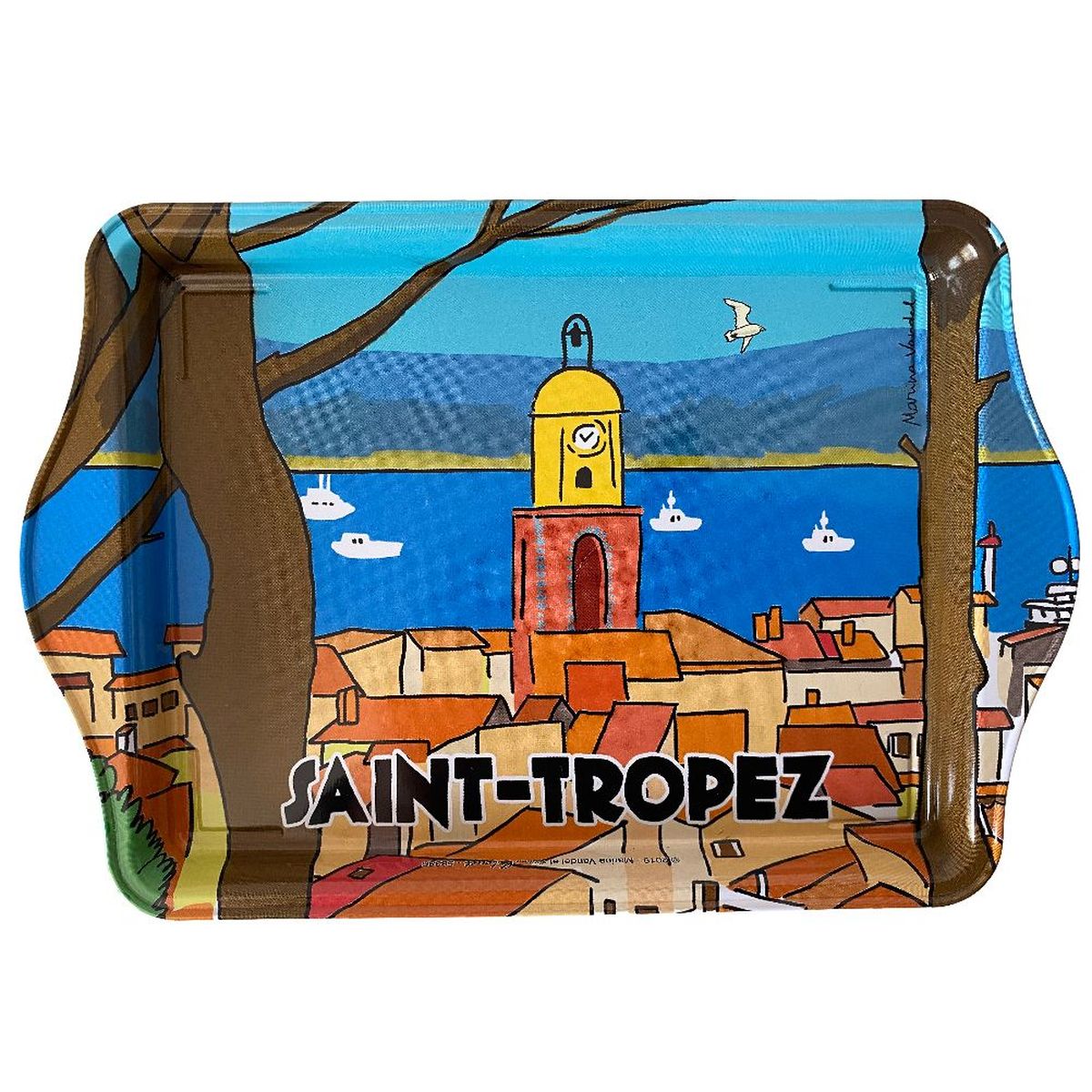 Mini plateau St Tropez en mtal 18 x 14 cm