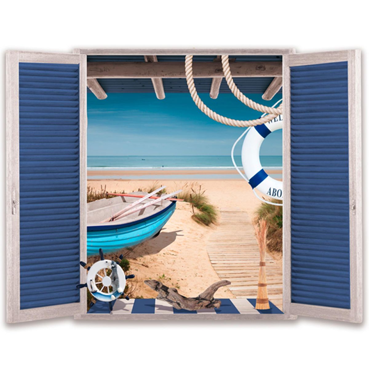 Sticker mural Trompe l'oeil bord de Mer 50 x 70 cm