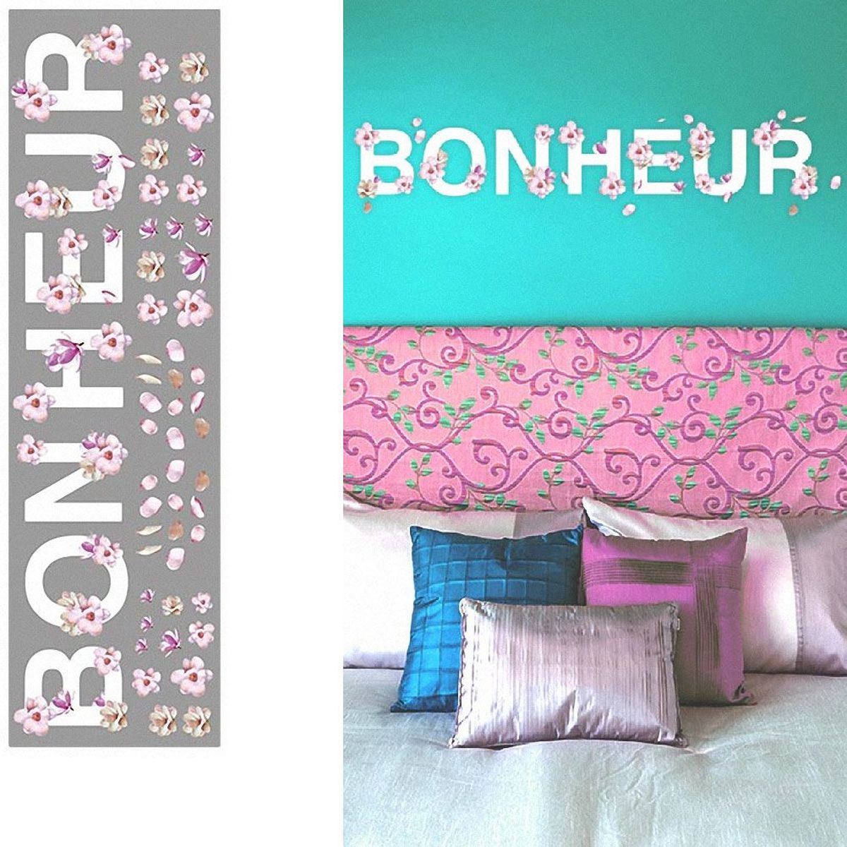 Stickers Zen Citation - Bonheur 20 x 70 cm