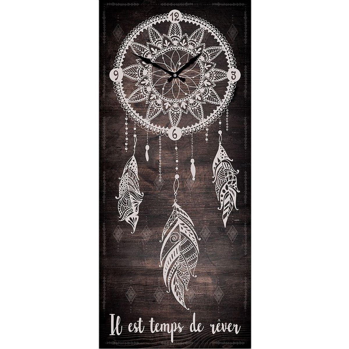 Horloge Boho en bois 70 cm - Attrape Rve marron