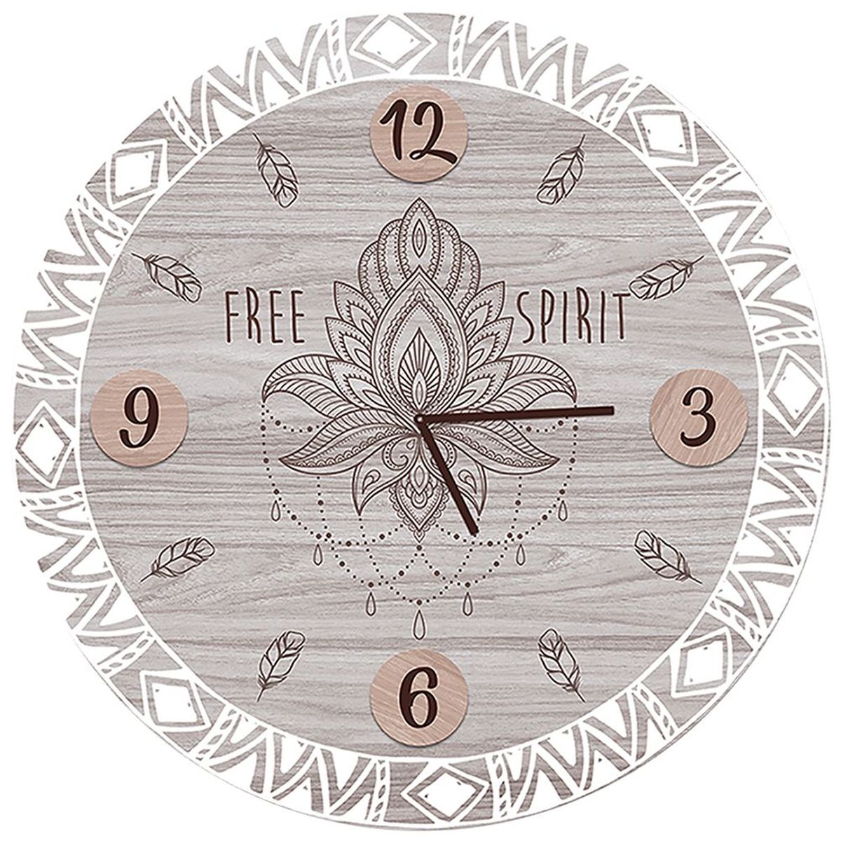 Horloge Boho en bois 60 cm - Free Spirit