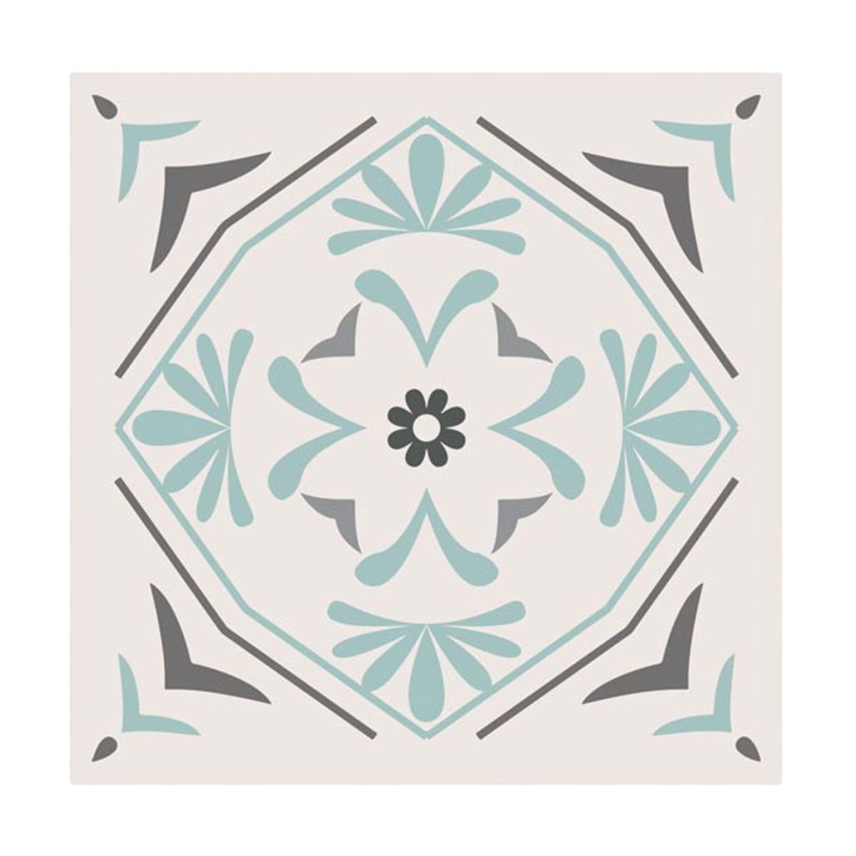 Stickers carreaux de ciment 15 x 15 cm - par 6 - Gris et vert