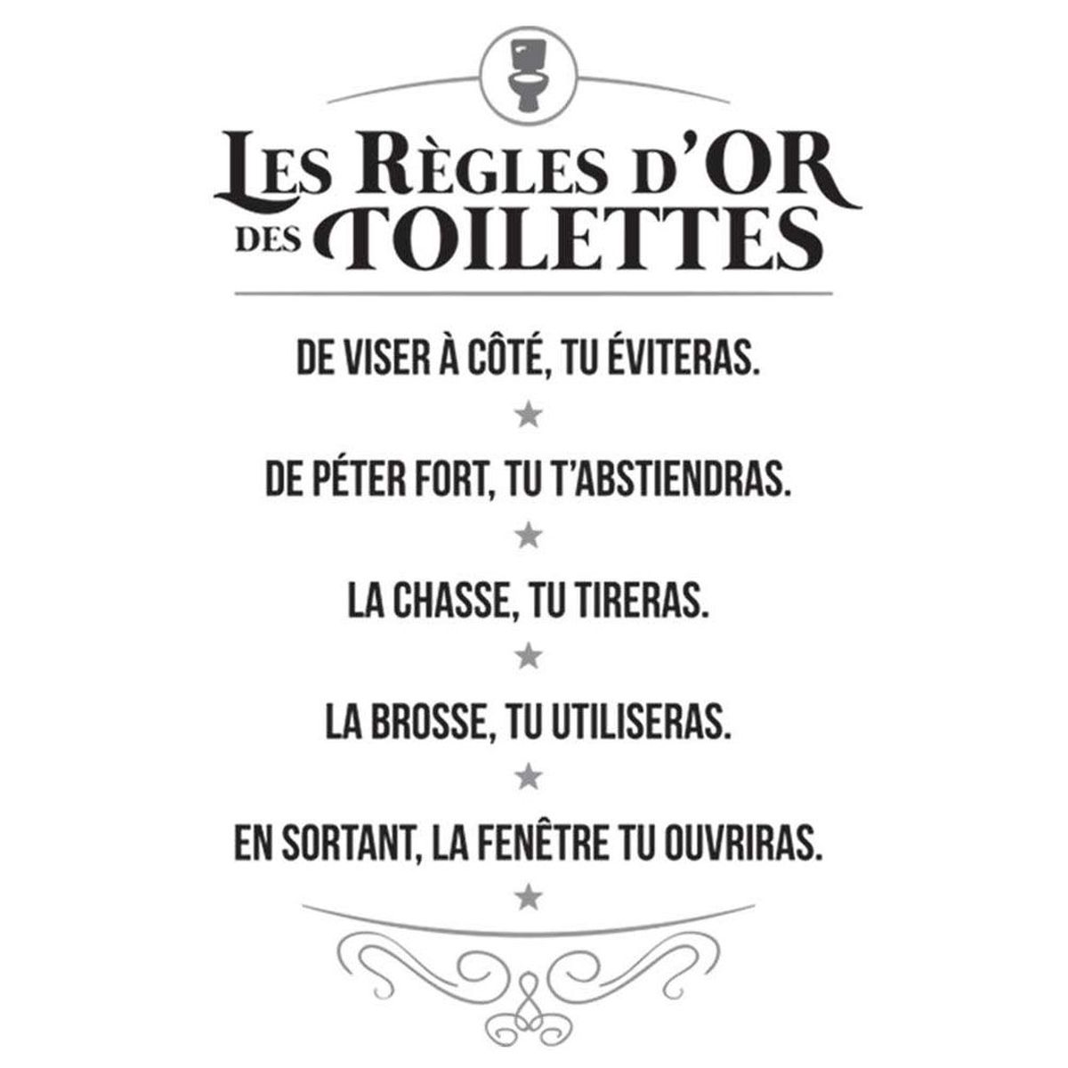 Stickers Citation planche 60.5 cm - Rgles D'Or des Toilettes