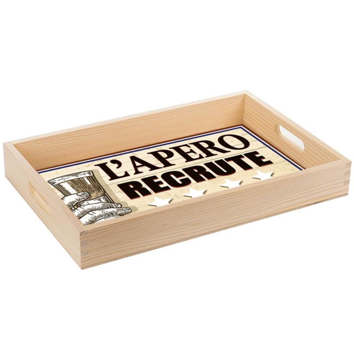 Plateau en bois - L'Apro Recrute Engagez-Vous - 35 x 23 cm