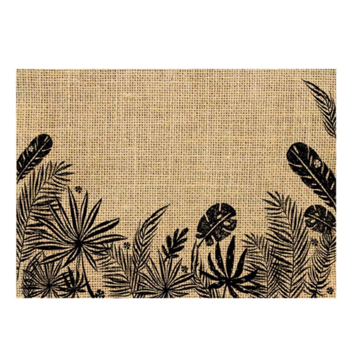 Set de table Ethnique - en toile de jute - Feuilles Exotiques