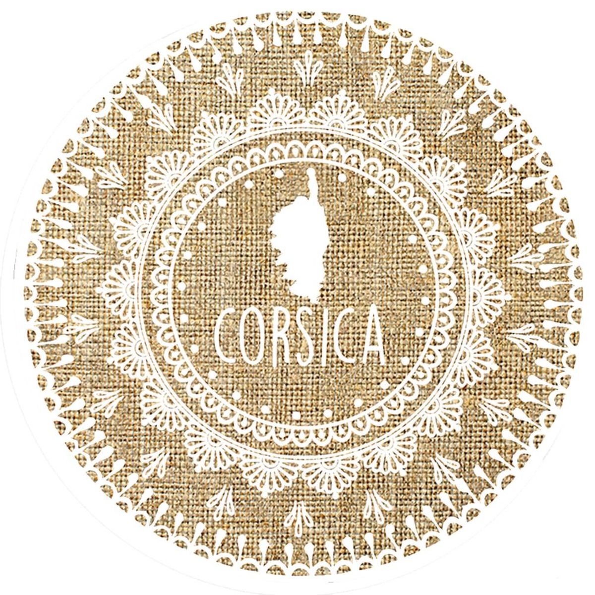 Set de table rond en toile de jute - Corsica mandala