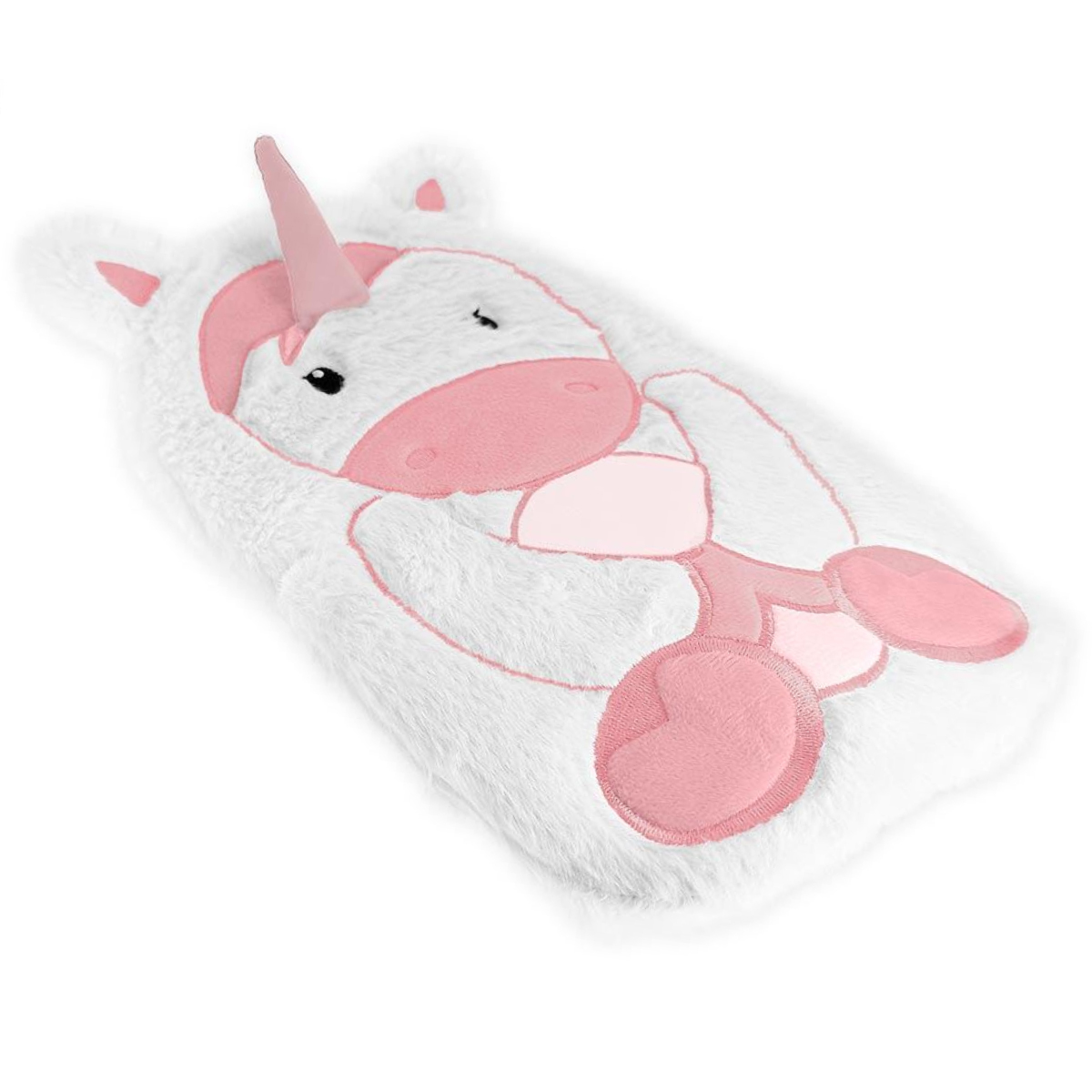 Bouillotte pour enfant Licorne en fourrure rose et blanche