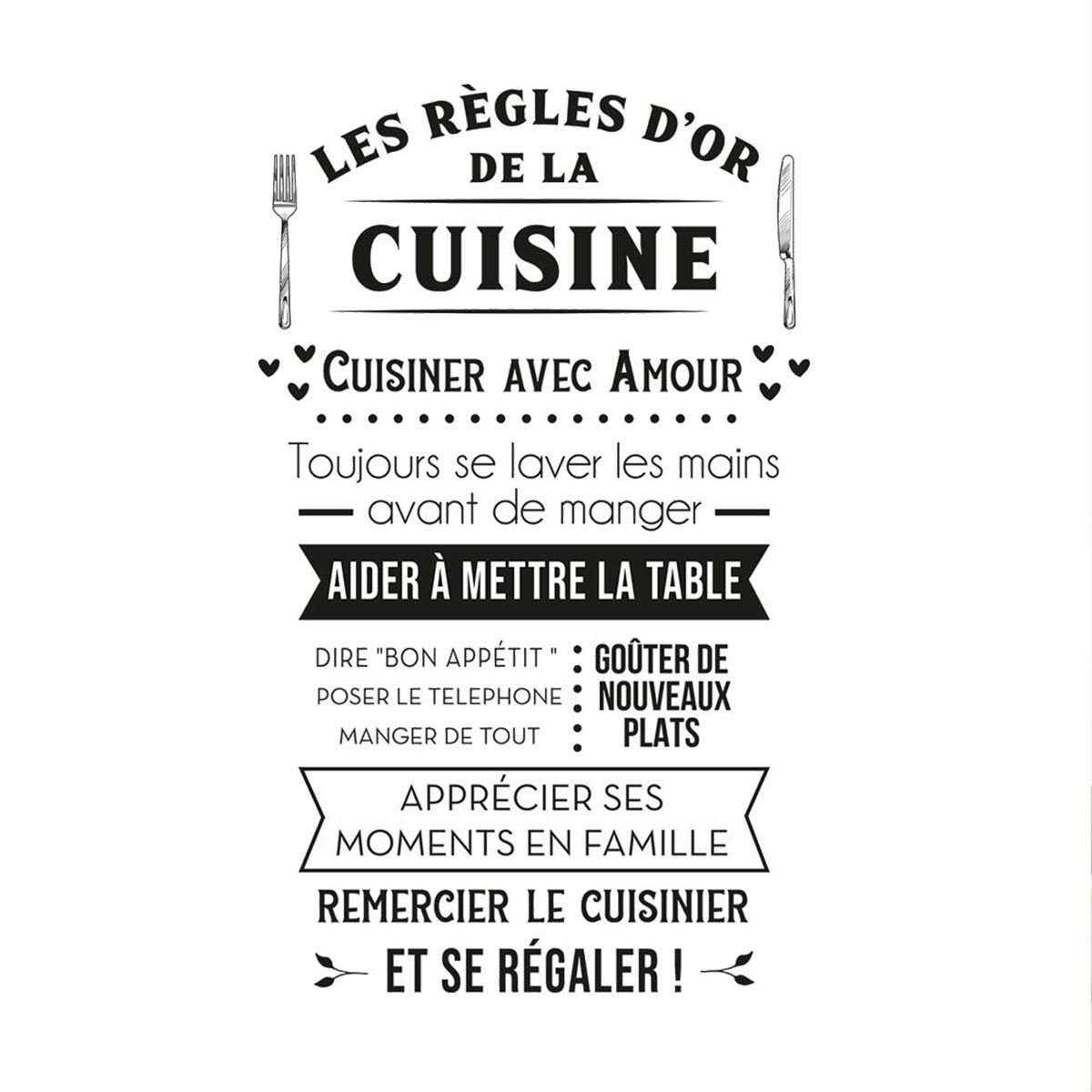 Sticker Dcoration Murale - Les Rgles d'Or de la Cuisine