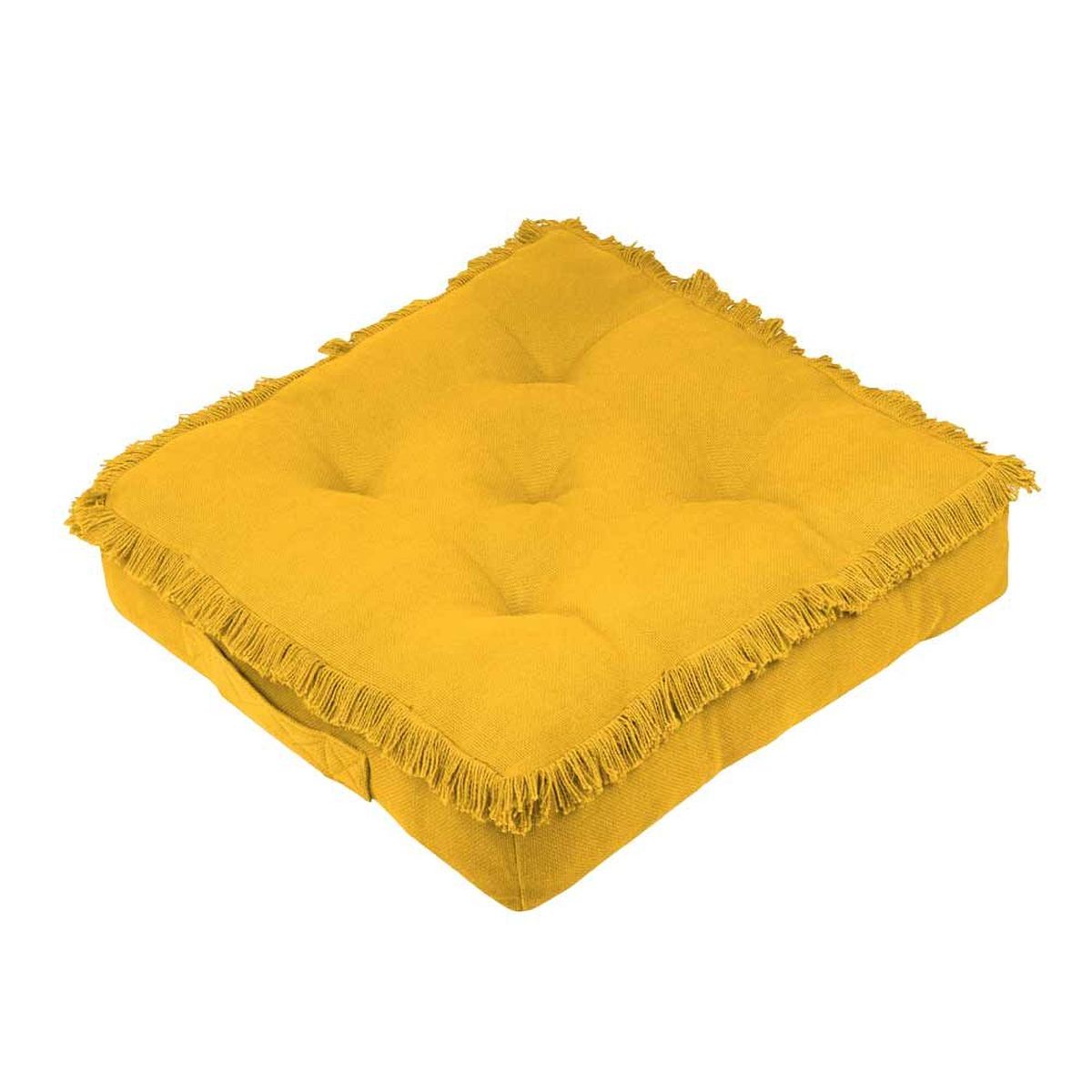 Coussin de sol uni en coton 45 x 45 x 10 cm - Prague Moutarde