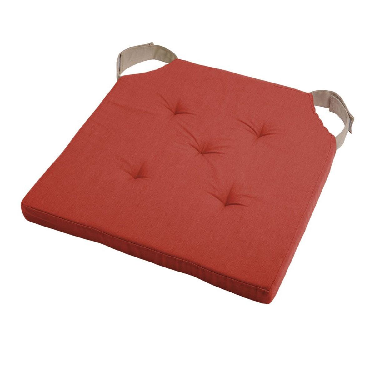 Galette de chaise rversible terracotta et lin en coton 38 cm