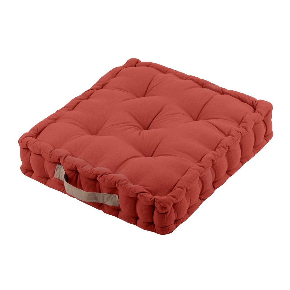 Coussin de sol uni en coton 45 x 45 x 10 cm Terracotta et Lin