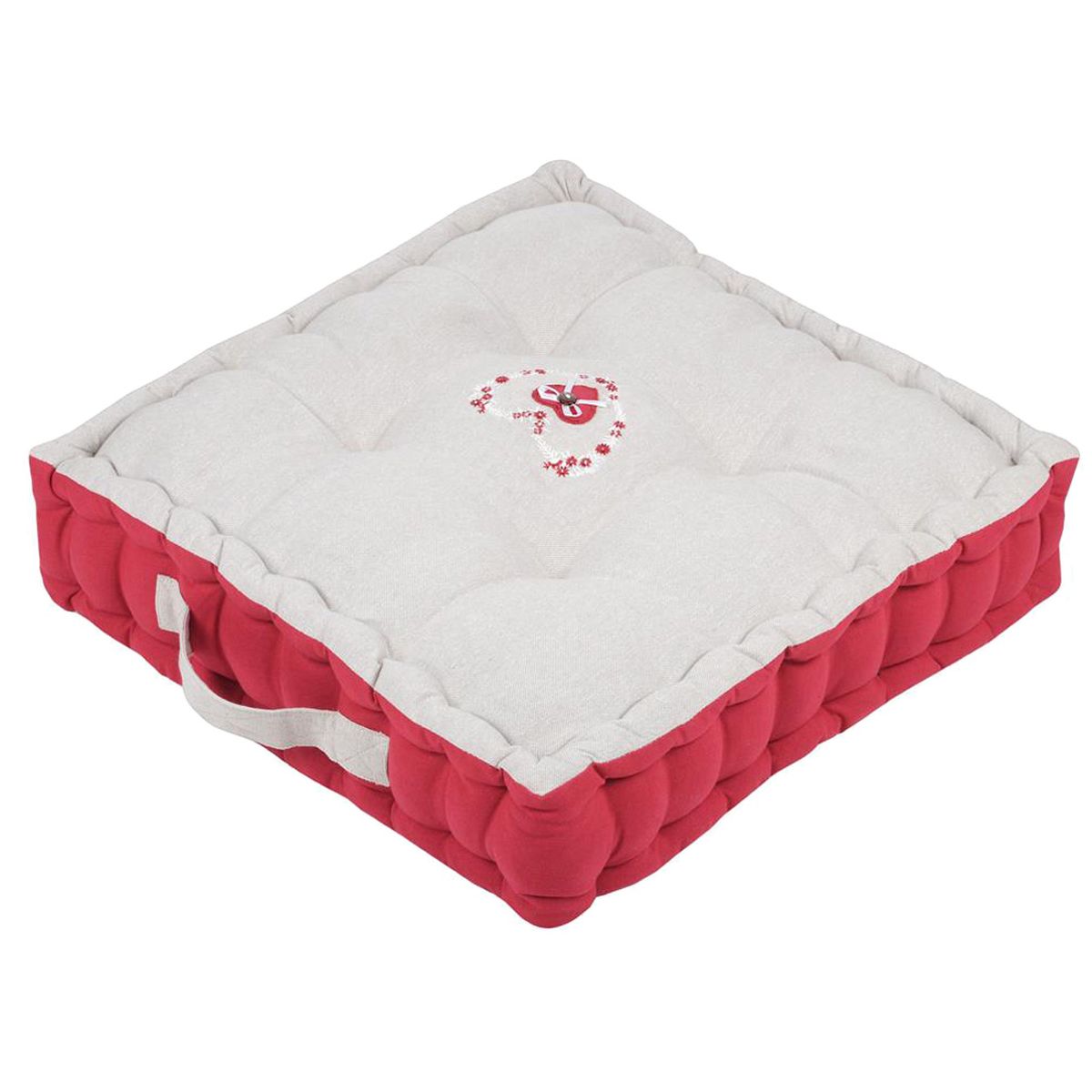 Coussin de sol Pauline rouge en coton 45 x 45 x 10 cm