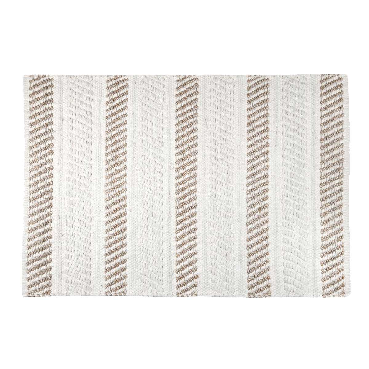 Tapis Jarvis blanc et beige en coton et jute  60 x 90 cm