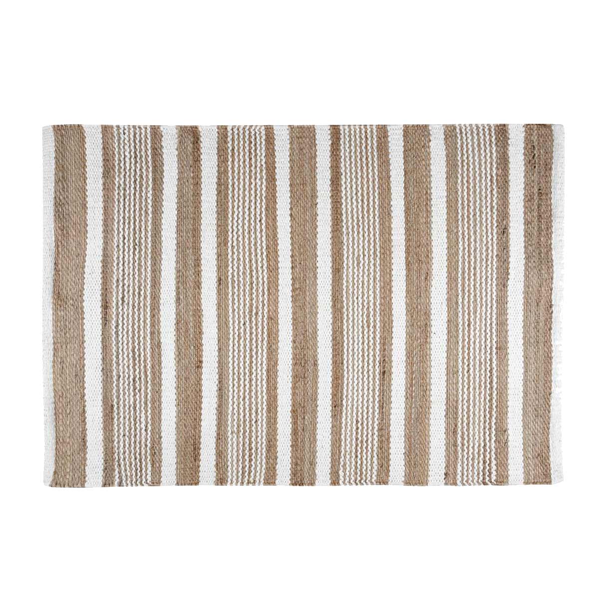 Tapis Aldabra blanc et beige en coton et jute  60 x 90 cm