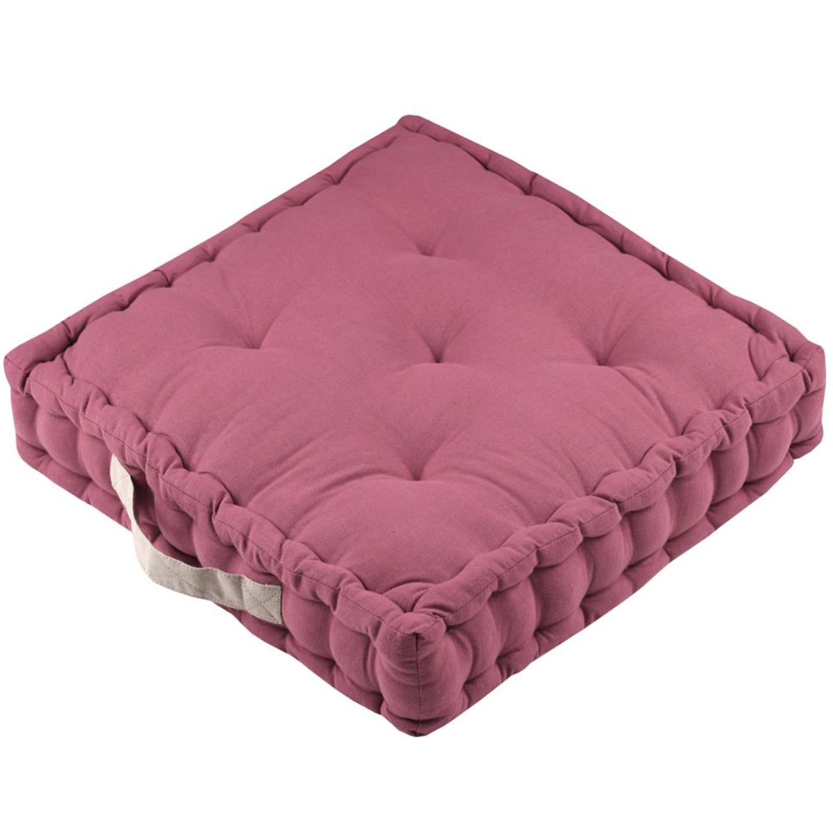 Coussin de sol uni en coton 43 x 43 x 10 cm - rose