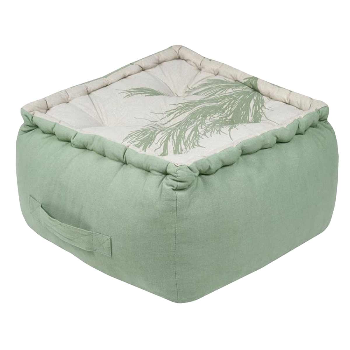 Coussin de Sol en Coton Nature Coralia Vert