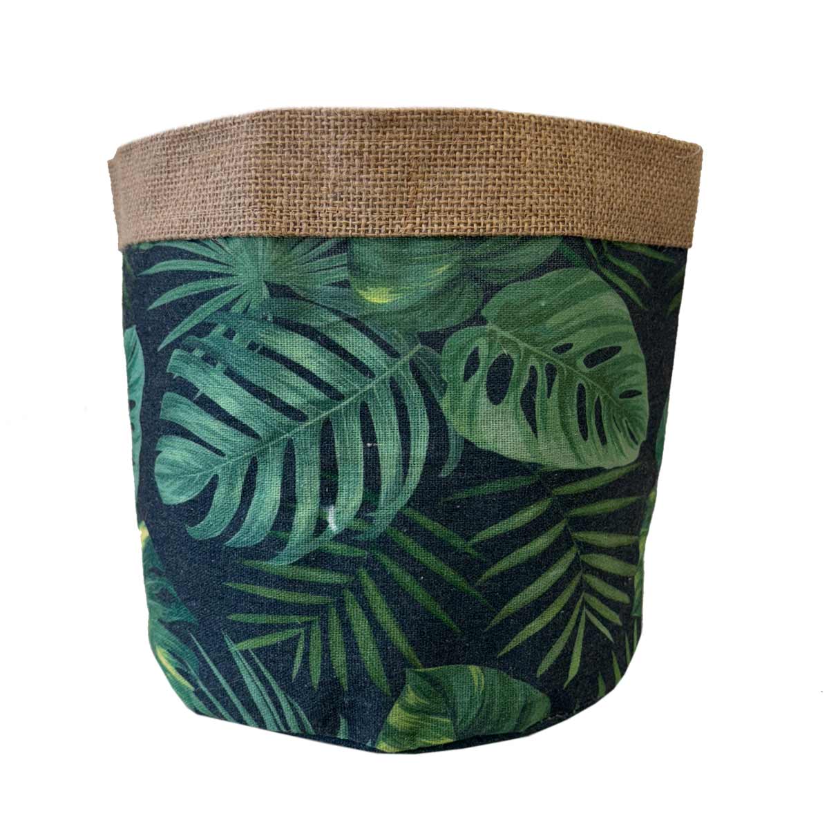 Cache-pot en Jute Modle Feuilles Exotiques 18 cm