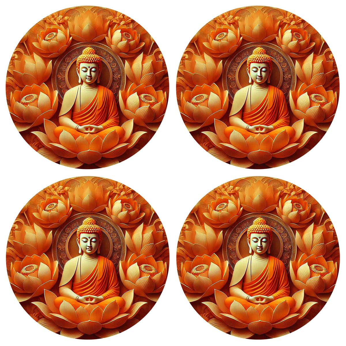 Dessous de verres oranges sagesses de bouddha by Cbkreation