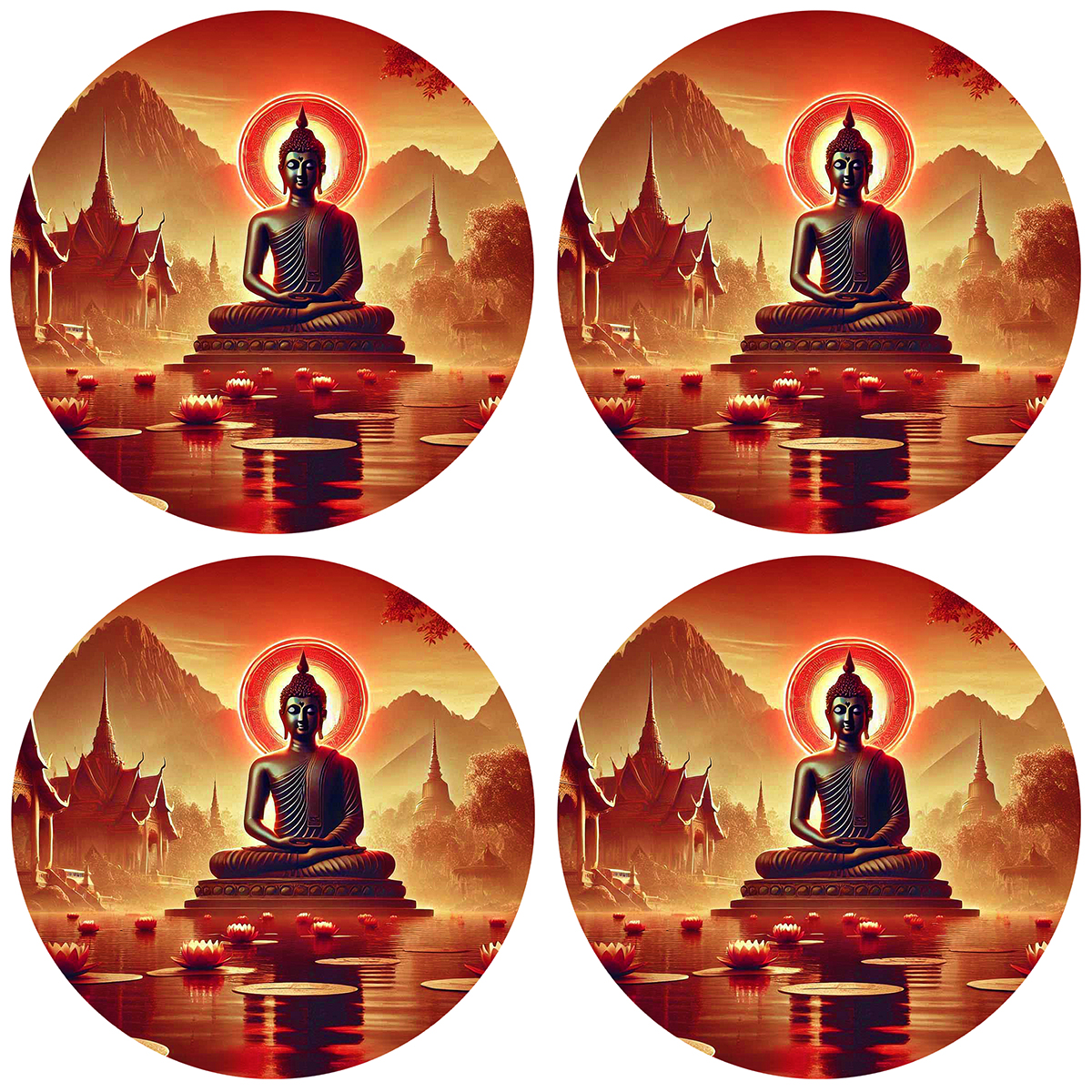 Dessous de verres rouges sagesses de bouddha by Cbkreation