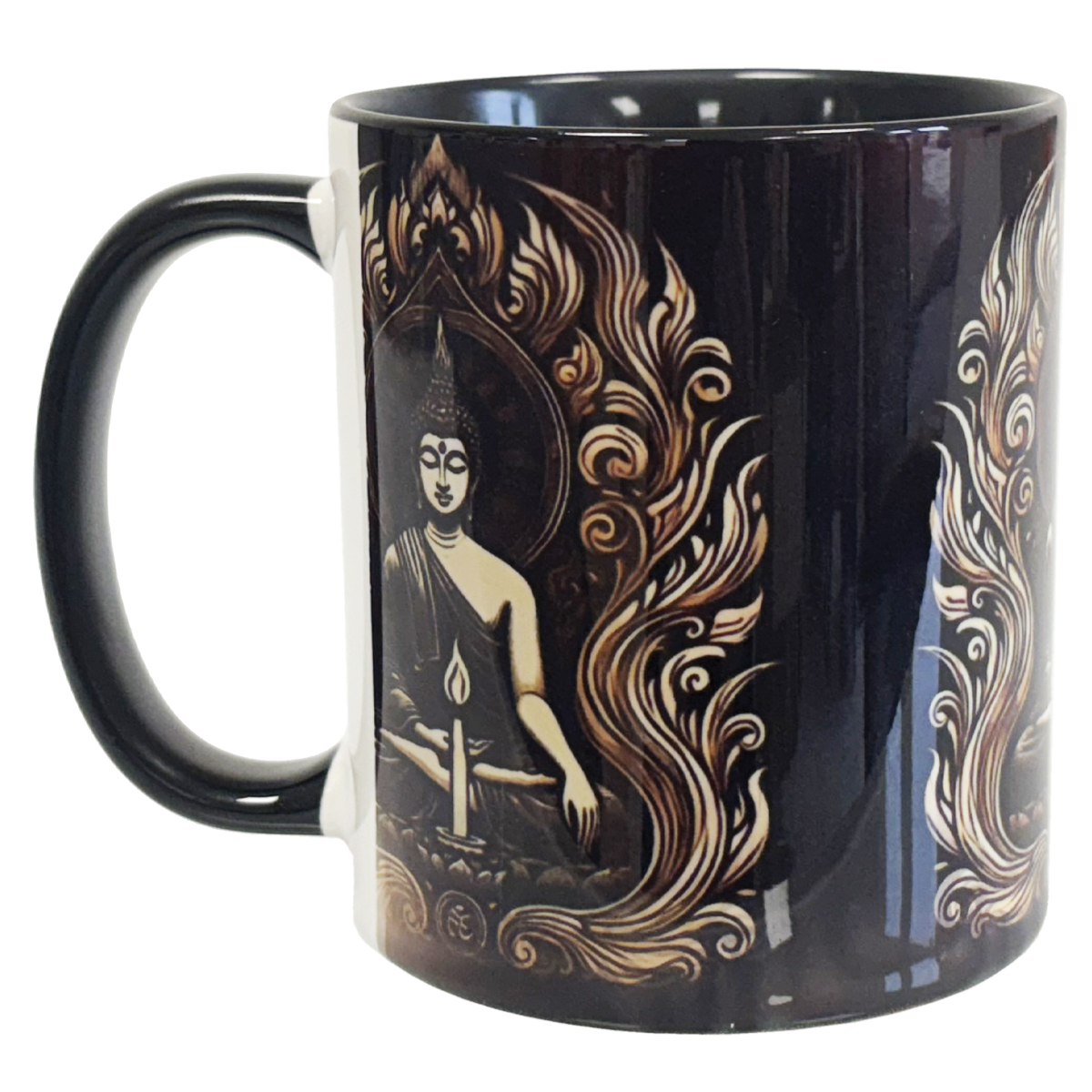 Mug lumire de Bouddha noir  350 ml