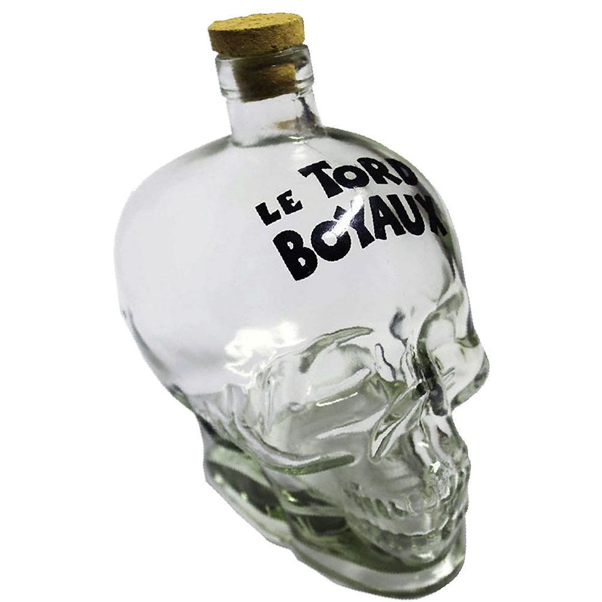 Bouteille tte de mort en verre avec bouchon en lige