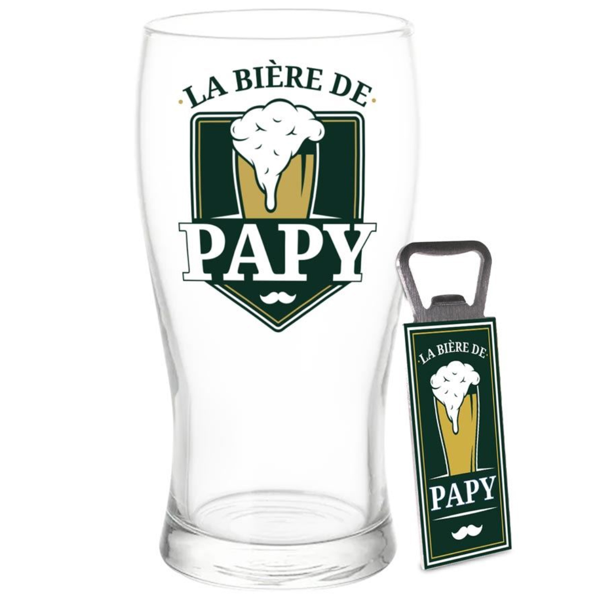 Set verre  bire et dcapsuleur La Bire de Papy