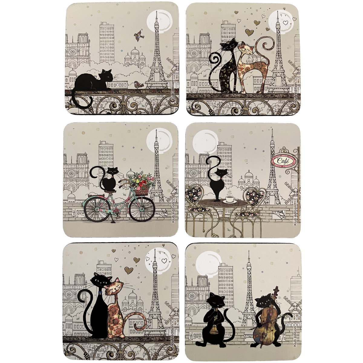 6 dessous de verre Les chats - Bug Art par Kiub