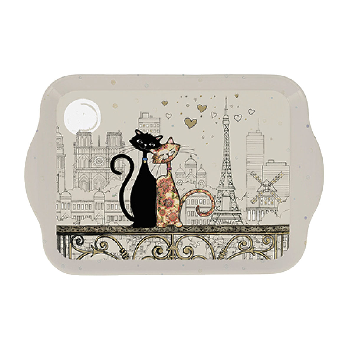 Petit plateau Chats amoureux  Paris en mlamine 20.8 cm