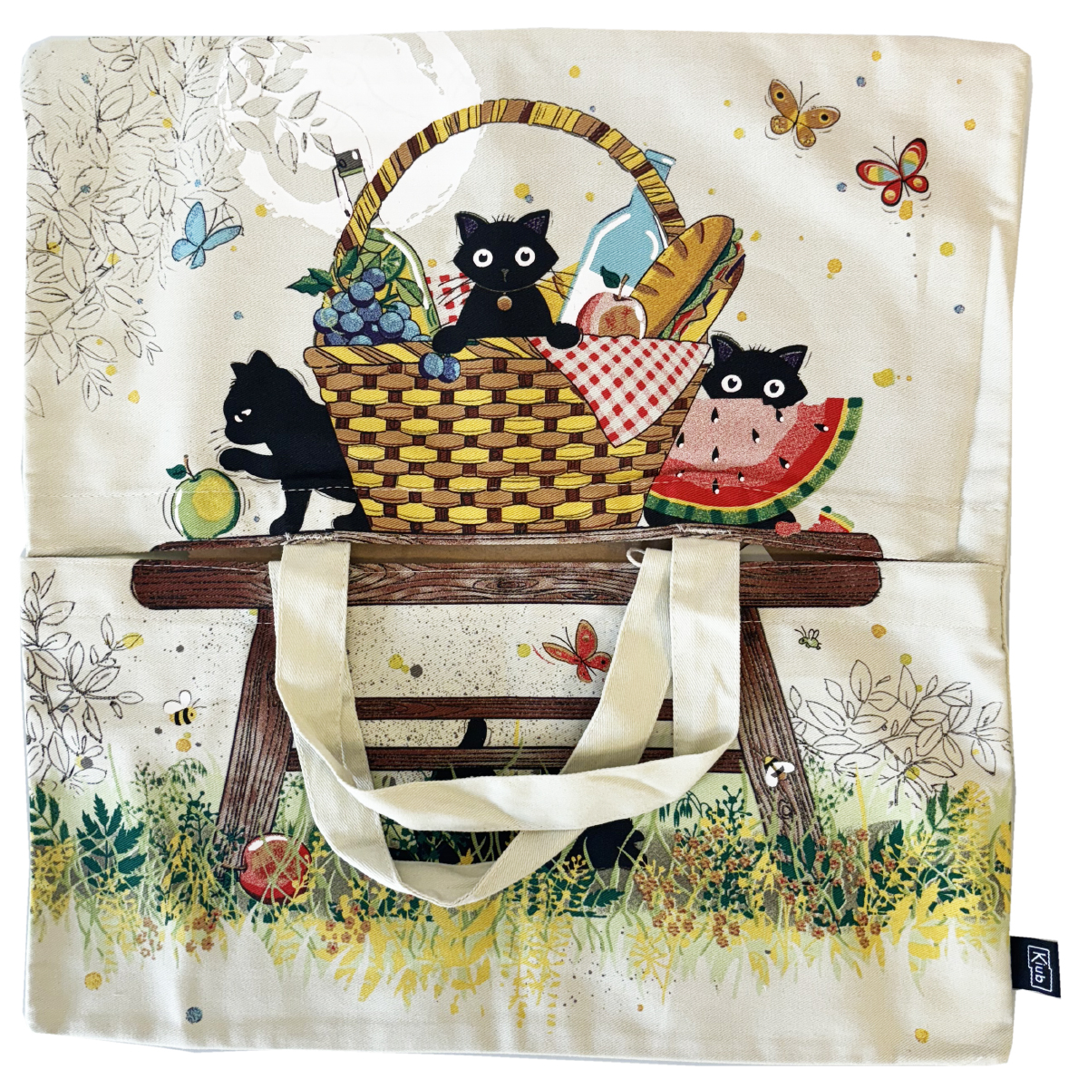 Sac  tarte pique-nique de chatons en coton - Kiub